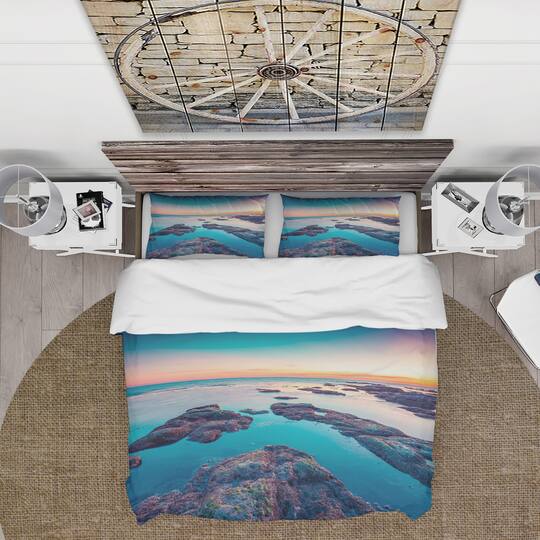 Designart 'Blue Sicily Island' Coastal Bedding Set